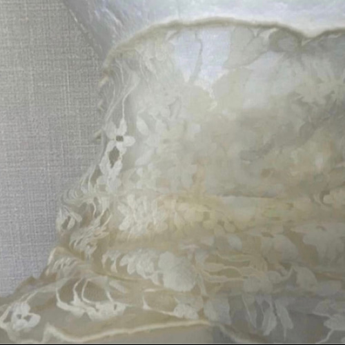 生成り色ホワイト花柄シングルウェーブ手作りネックウォーマー新品  