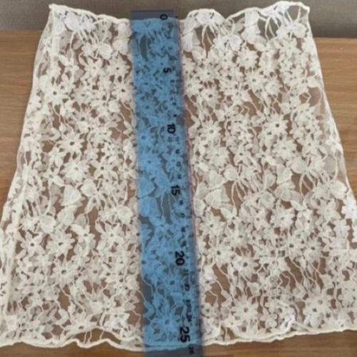 生成り色ホワイト花柄シングルウェーブ手作りネックウォーマー新品  