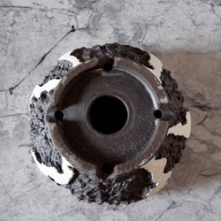 7号貫入白化粧黒平鉢374　塊根植物　多肉植物　盆栽　植木鉢　作家鉢　沖縄 7枚目の画像