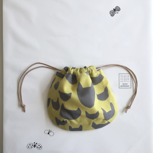 ハンドメイド ミナペルホネン anone-anone マチが可愛い巾着バッグ