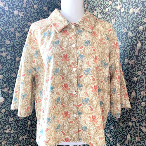 割烹着 おしゃれ ハンドメイド【ウィリアム モリス アイリス】 割烹着 おしゃれ ハンドメイド【ウィリアム モリス アイリス