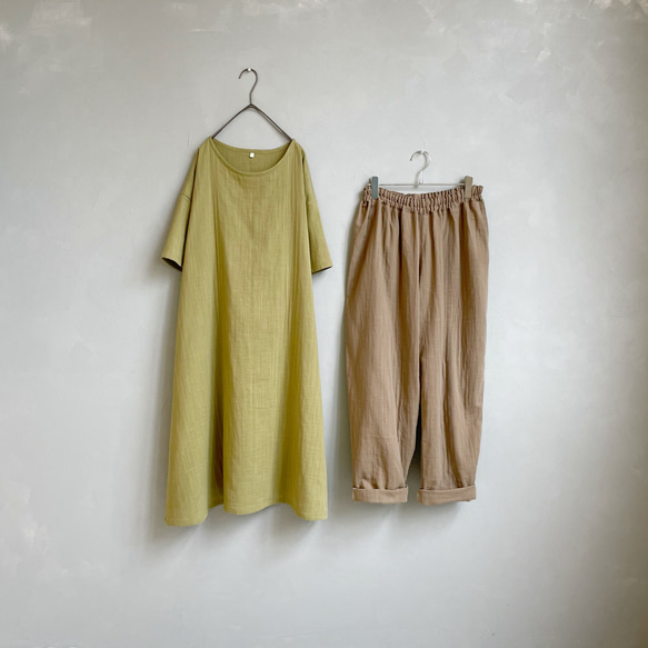 Creema限定 夏の福袋　ダブルガーゼセット 半袖ワンピース＋アンダードレスパンツ。単品購入より10%割引【受注製作】 1枚目の画像