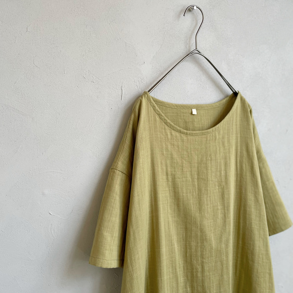 ダブルガーゼの半袖ワンピース。新緑【受注製作】 9枚目の画像