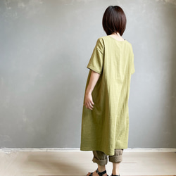 ダブルガーゼの半袖ワンピース。新緑【受注製作】 5枚目の画像
