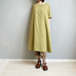 ダブルガーゼの半袖ワンピース。新緑【受注製作】 6枚目の画像