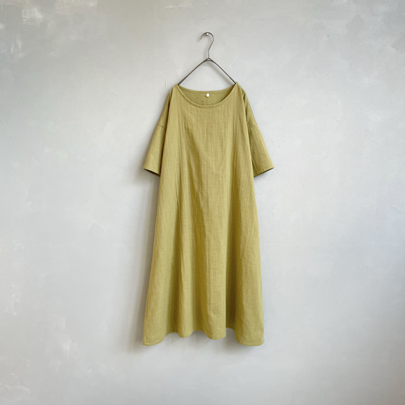 ダブルガーゼの半袖ワンピース。新緑【受注製作】 8枚目の画像