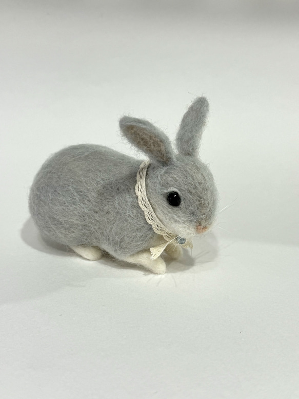 羊毛＊淡いグレーうさぎ 羊毛フェルト 華梨 通販 17829073
