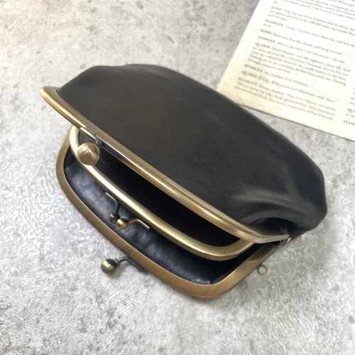 親子がま口ミニ財布 ヌメ革 ブラック がま口 M.Tailor 通販 17829111