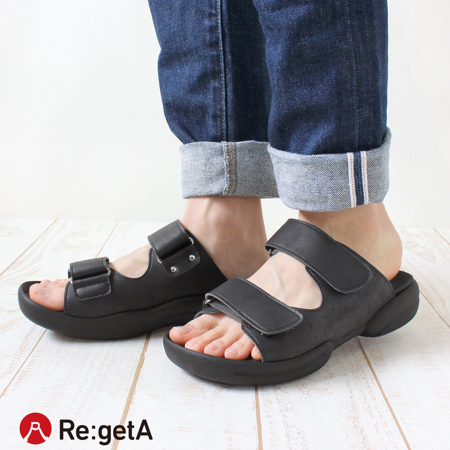 ベルトデザイン ベルクロサンダル メンズ Re:getA -リゲッタ- R-231M