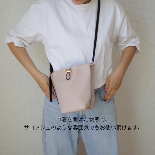ミニ巾着ショルダーバッグ（ライトピンクベージュ） ショルダー
