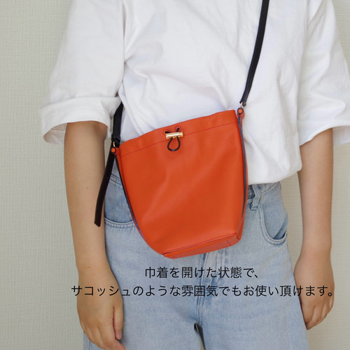 ミニ巾着ショルダーバッグ(オレンジ) ショルダーバッグ Hazuki ミニ巾着ショルダーバッグ(オレンジ) ショルダーバッグ Hazuki