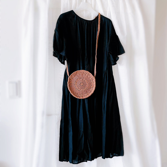 手編みのmaruかごバッグ（ブラウン） 2枚目の画像