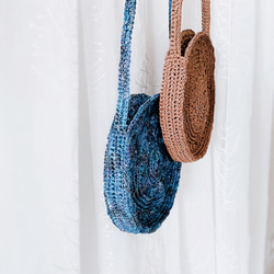 手編みのmaruかごバッグ（mixネイビー） 5枚目の画像