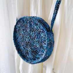 手編みのmaruかごバッグ（mixネイビー） 3枚目の画像