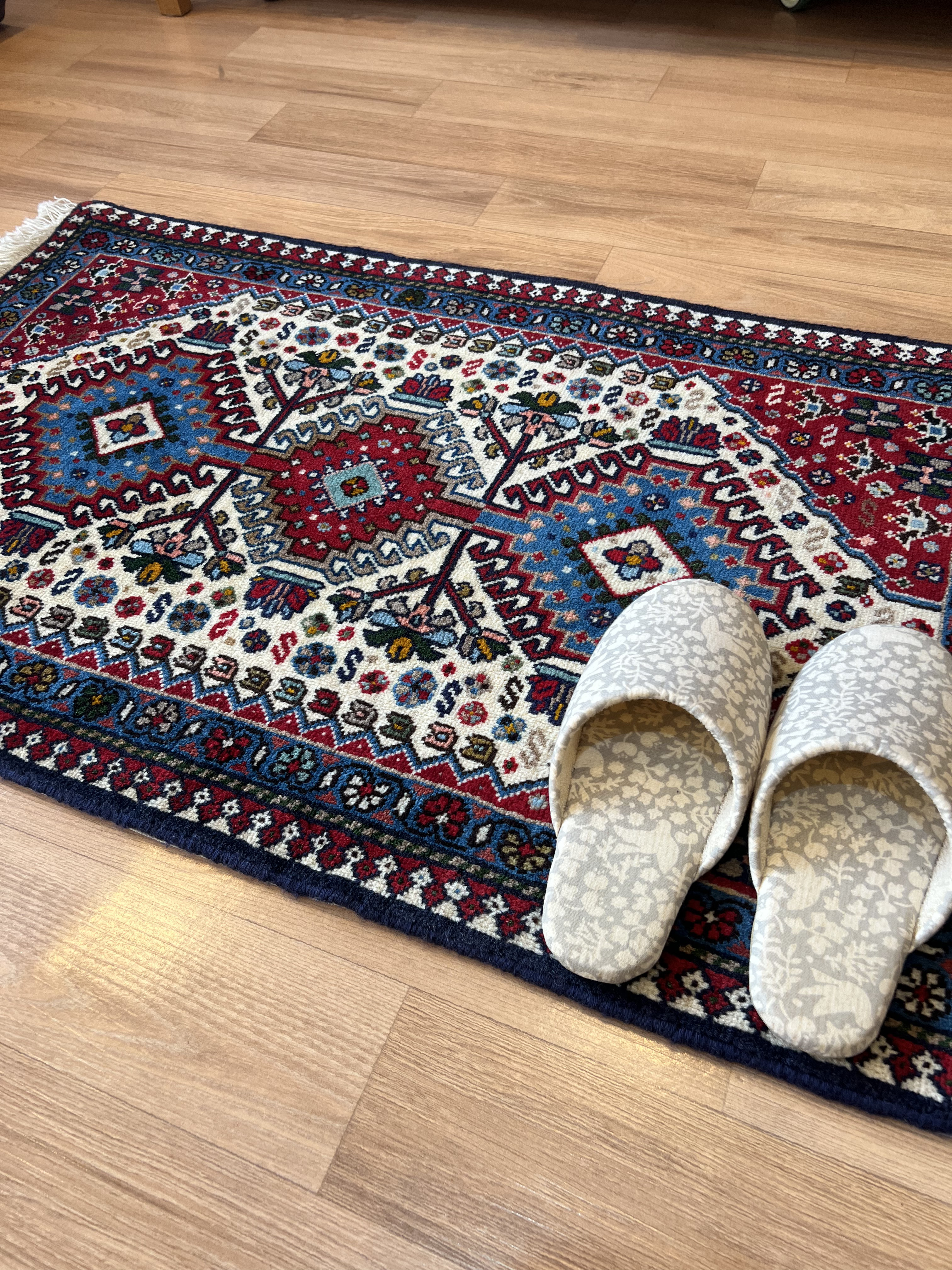 ●SALE⚫︎送料無料⚫︎ヤラメ絨毯【90×60】No.4976　トライバルラグ・民族系・部族・玄関マット