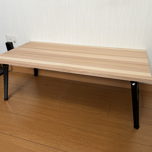 折りたたみテーブル 杉集成材 アイアン脚 45cm×90cm その他の
