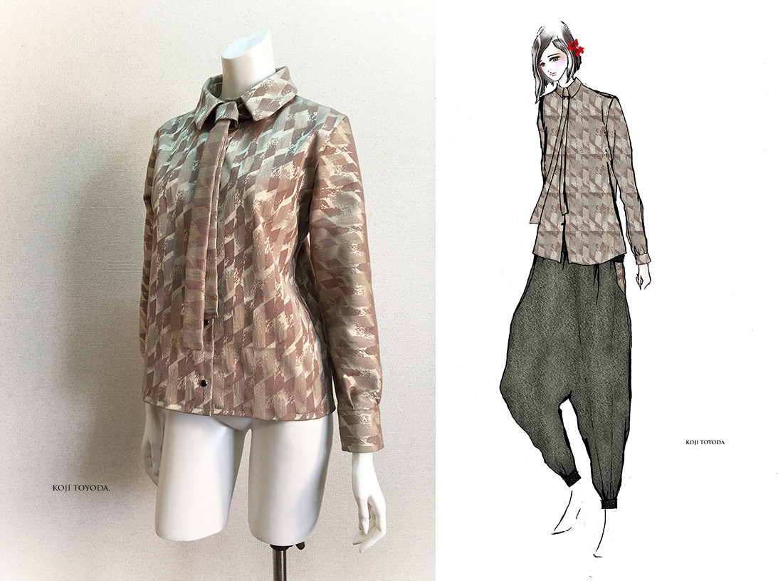 【1点もの・デザイン画付き】イタリア製ジャガード生地ブラウス（KOJI TOYODA）