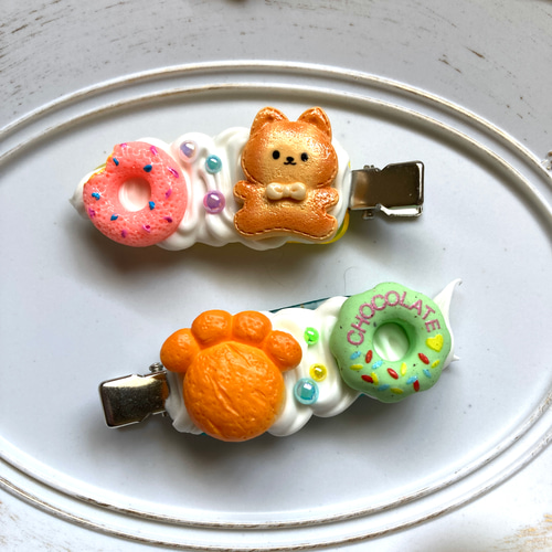 ヘアクリップ   「ドーナツ猫ちゃん」 ヘアクリップ 「ドーナツ猫ちゃん」