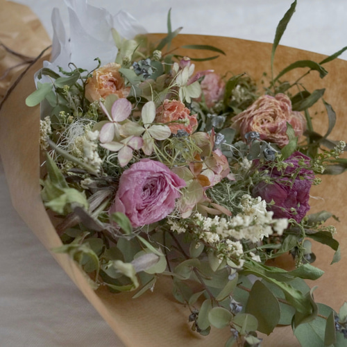 誕生日や記念日、母の日にも】ピンクカラーのブーケ ドライ