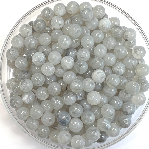 8mm 80個】グレー 天然石風アクリルビーズ ラウンド 貫通 ビーズ 資材 