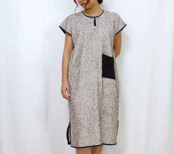 手仕事が美しい刺し子刺繍ワンピース、チェンマイ、ヤオ族、オールシーズン 