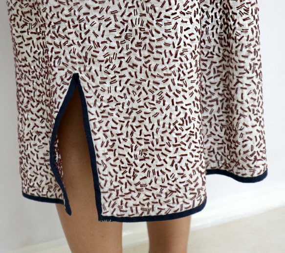 手仕事が美しい刺し子刺繍ワンピース、チェンマイ、ヤオ族、オールシーズン 