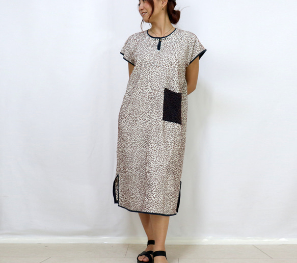 手仕事が美しい刺し子刺繍ワンピース、チェンマイ、ヤオ族、オールシーズン 