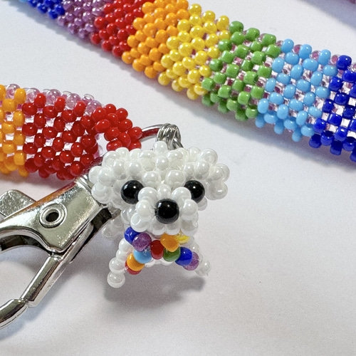 マルチーズちゃんの虹色携帯ショルダーストラップ その他携帯