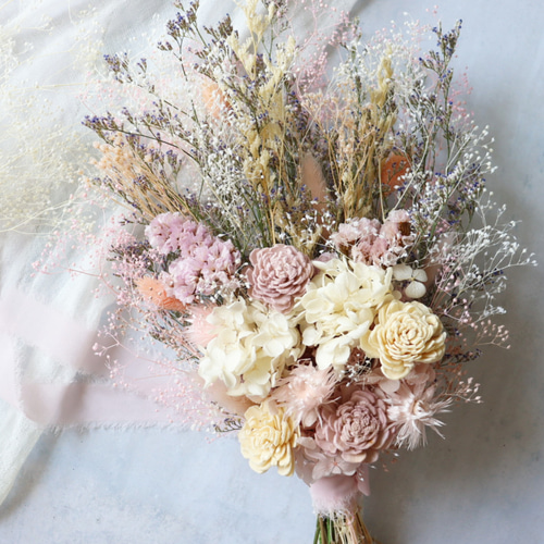 ピンクのスワッグ ウェディングブーケ ドライフラワーブーケ 誕生日