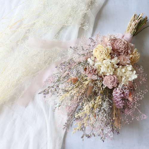 ピンクのスワッグ ウェディングブーケ ドライフラワーブーケ 誕生日