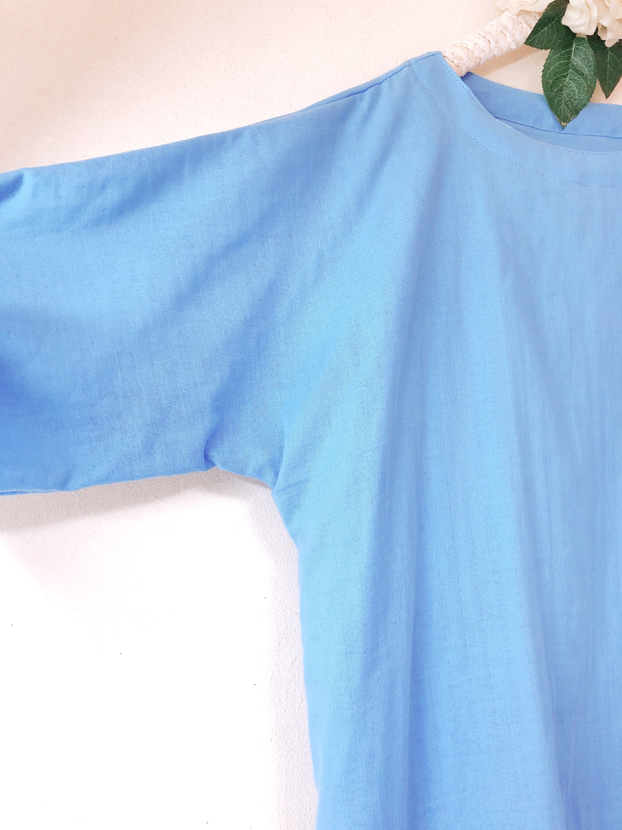 新色コバルトブルー★ロング丈★ふわふわ大人のWガーゼ♪肌触り最高！(色変更ok‼️)(身幅調整可 最大90cm迄)