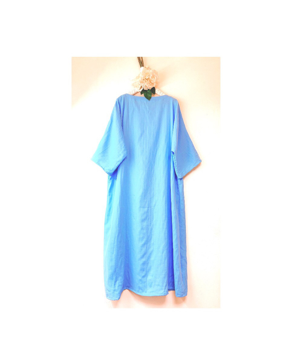 新色コバルトブルー★ロング丈★ふわふわ大人のWガーゼ♪肌触り最高！(色変更ok‼️)(身幅調整可 最大90cm迄)