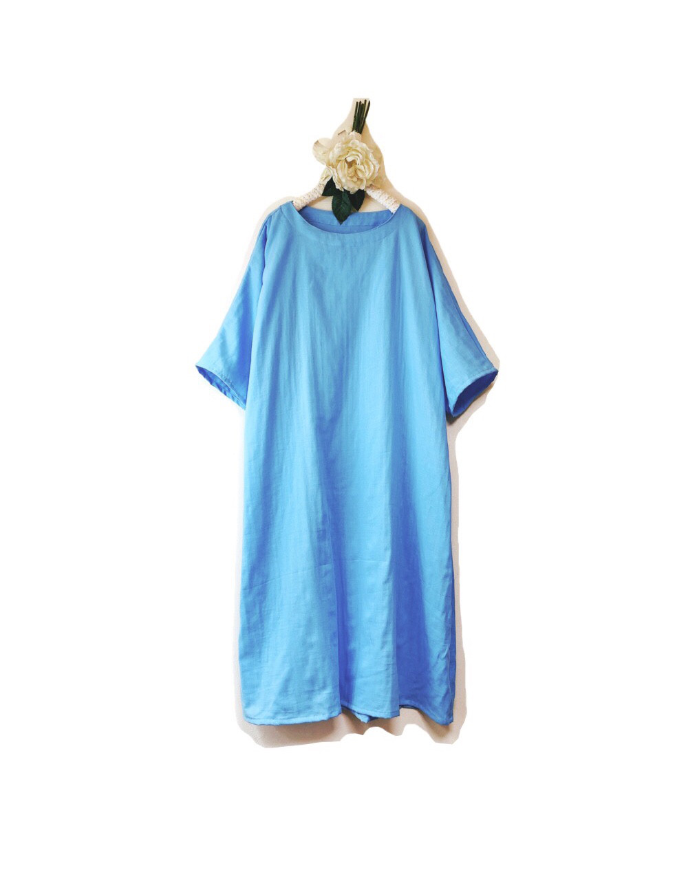 新色コバルトブルー★ロング丈★ふわふわ大人のWガーゼ♪肌触り最高！(色変更ok‼️)(身幅調整可 最大90cm迄)