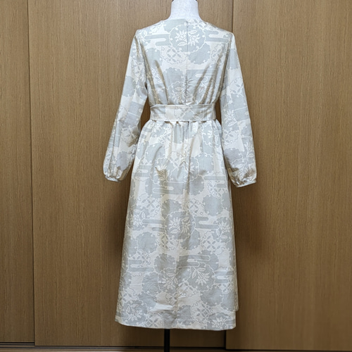 SOLD 着物リメイク ワンピース 白大島 M〜L ワンピース さらあお 通販