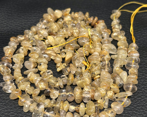 穴あき ルチルクォーツ/ゴールドルチルクォーツ さざれ 約5cm分