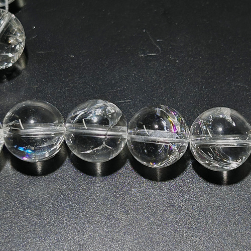 10・12mm 高品質 アイリスクォーツ（虹入り水晶）天然石 丸玉