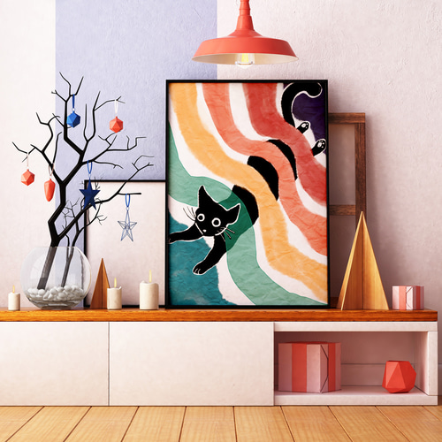 猫　絵画　アート　ネコ　ニャンコ　イラスト　動物画　インテリア　かわいい　ポップ Amazon.co.jp: 3ピース カラフルな猫の装飾 猫のポスター ポップアート