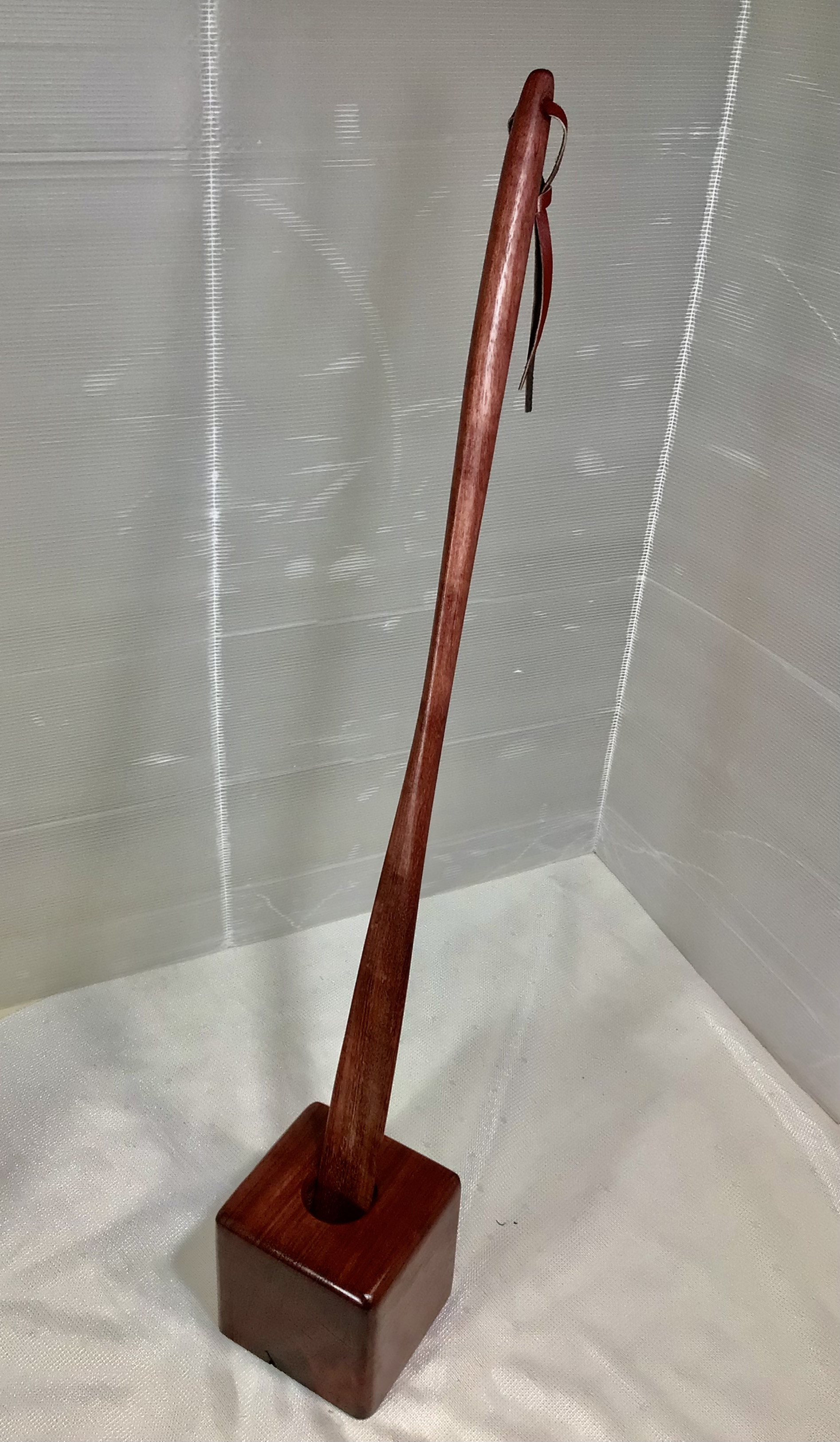 天然木 超貴重 パープルハートロング靴べら／スタンドセット 一点物