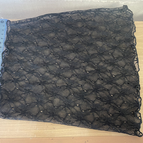 さらさらブラック麻の葉柄レースシングル手作りネックウォーマー日焼け  