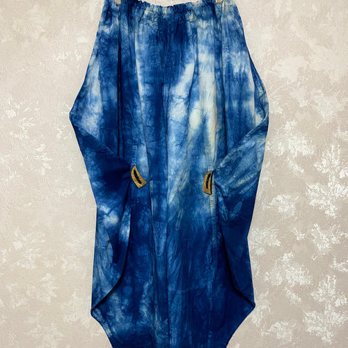 82藍染めパンツ(絞り染め、三角) キュロット・ワイドパンツ GOODWAY  