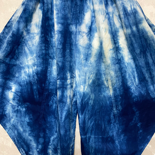 82藍染めパンツ(絞り染め、三角) キュロット・ワイドパンツ GOODWAY  