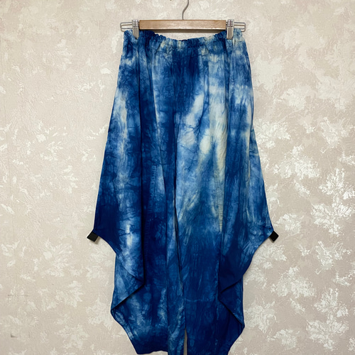 82藍染めパンツ(絞り染め、三角) キュロット・ワイドパンツ GOODWAY  