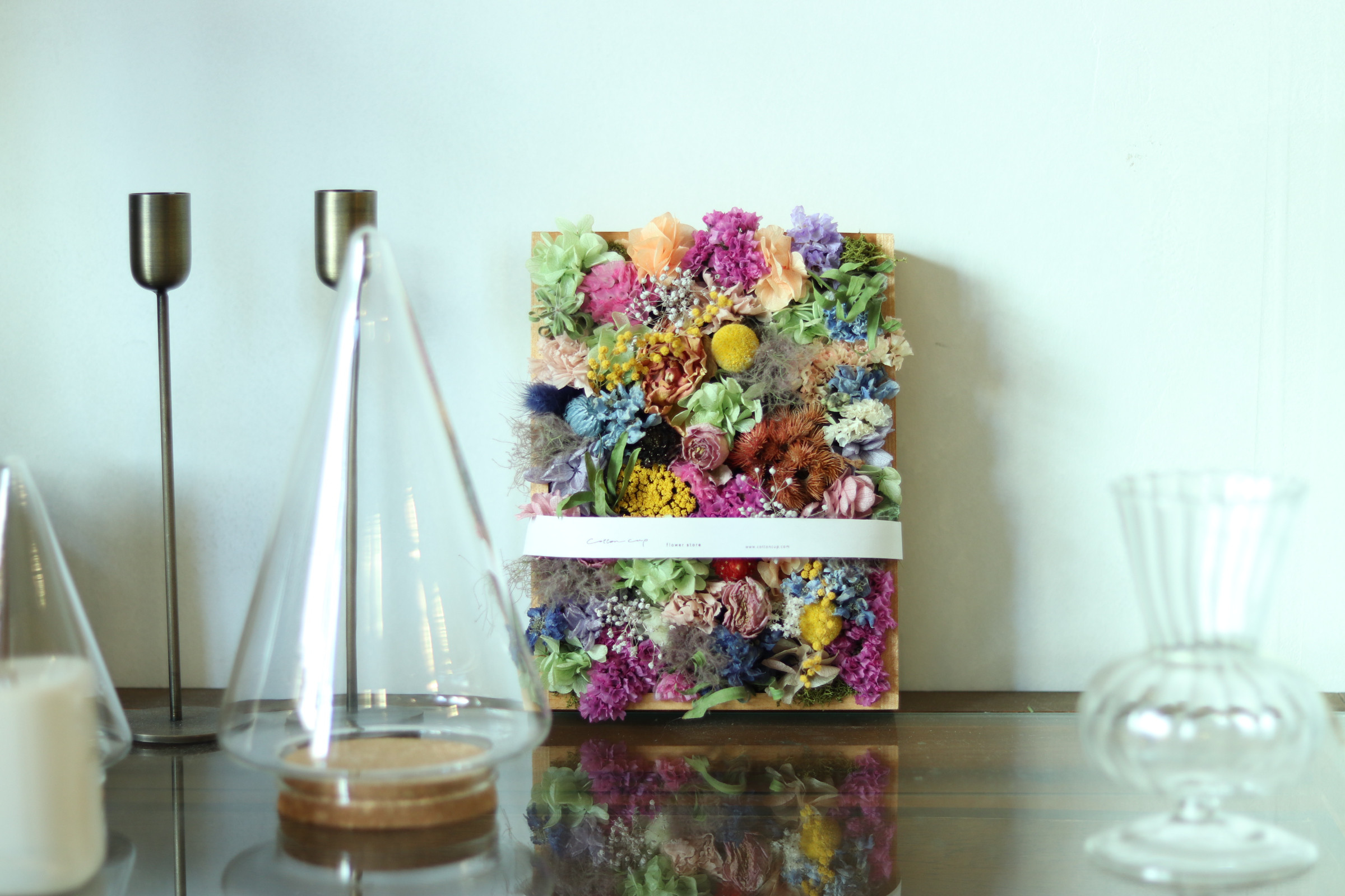 ドライフラワーBOX カラフル　壁掛け　母の日