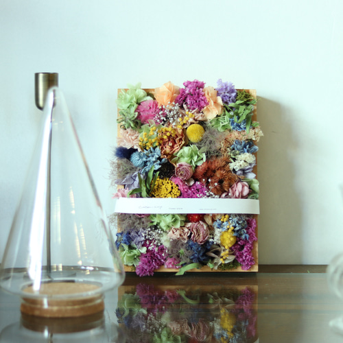 ドライフラワーBOX カラフル 壁掛け 母の日 ドライフラワー お花と