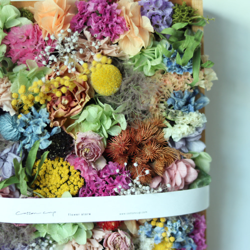 ドライフラワーBOX カラフル 壁掛け 母の日 ドライフラワー お花