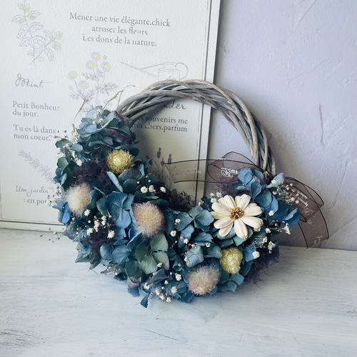 アンティーク紫陽花と水玉模様のリース リース Atelier sol daisy 通販 