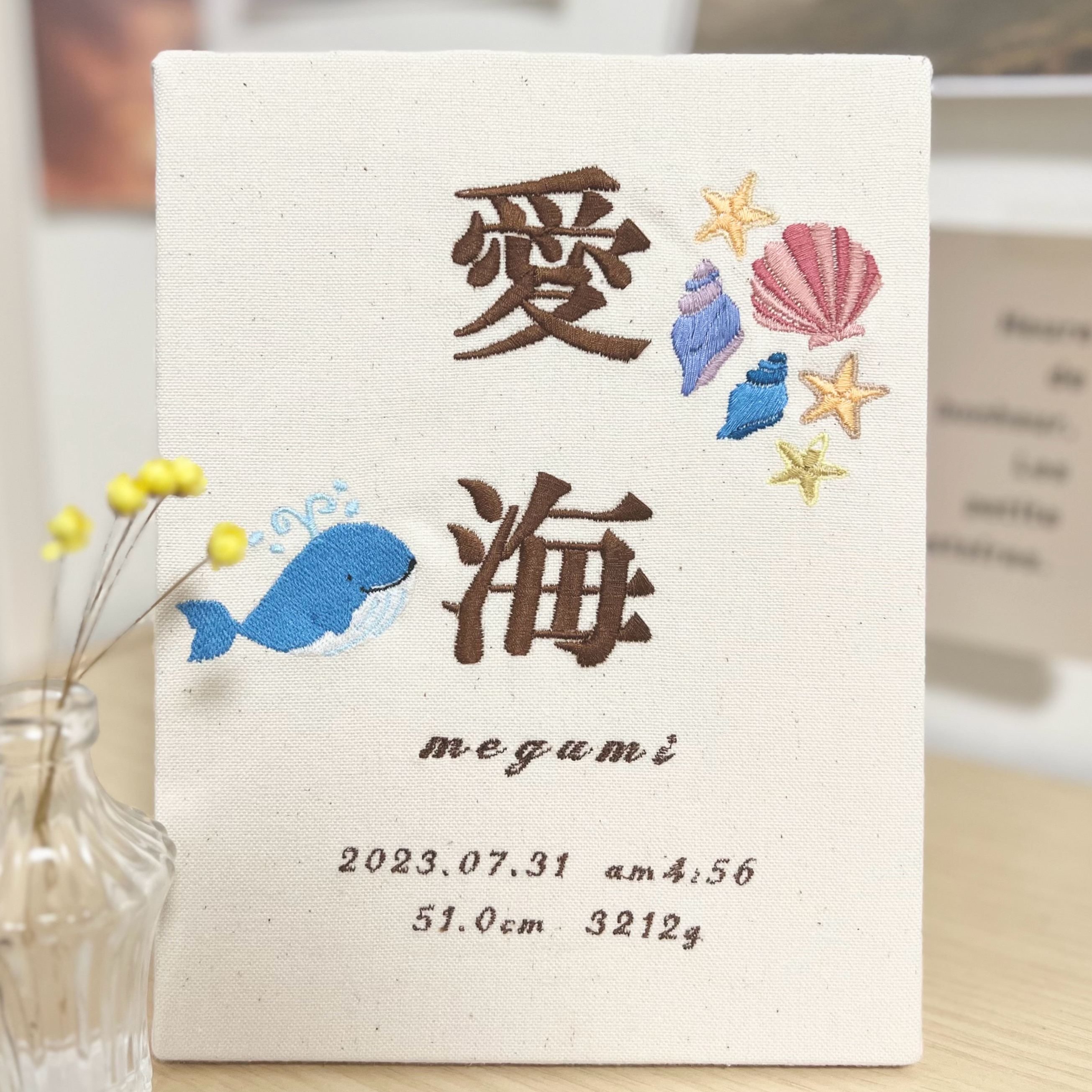 baby box命名書 あじさいリースの 命名ボード《white
