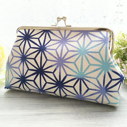 ハンドメイド リボンのがま口マルチケース ポーチ かぎ編み 母子手帳