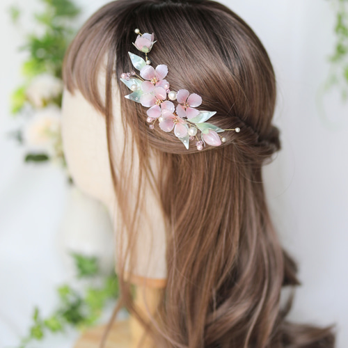 ☆一点物 桃色の妖精 ヘアアクセサリー アメリカンフラワー 髪飾り