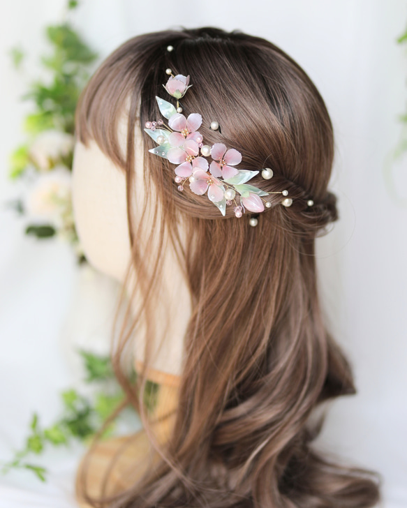 ☆一点物 桃色の妖精 ヘアアクセサリー アメリカンフラワー 髪